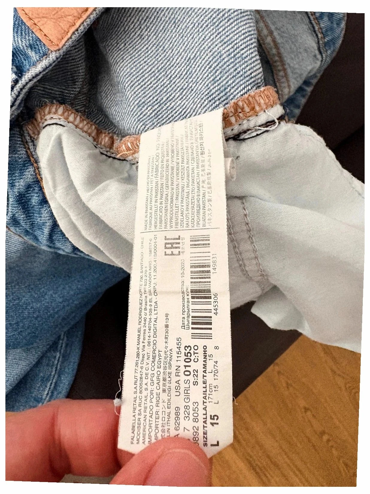 Mango (MNG) Size L / 15 Years (171 cm) Light Blue Low-Rise Raw Hem Ripped Straight Cut Jean – photo 4